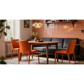 Sunvega Modern Gray Leatherette Upholstered Dining Chairs Set of 2