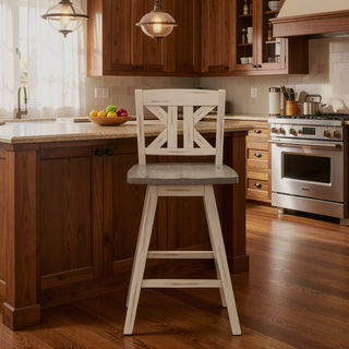 Sunvega Solid Rubberwood Counter Height Dining Table with Distressed Gray Finish