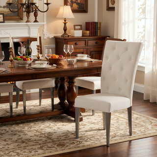 Sunvega Modern Velvet Upholstered Dining Chair Set with Tufted Back and Gold Legs