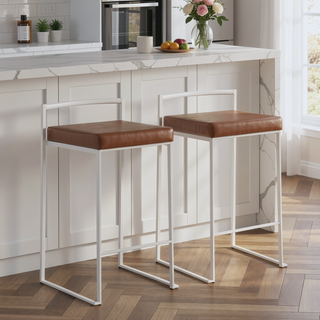 Sunvega Contemporary Stackable Counter Stool with Upholstered Padded Seat for Dining