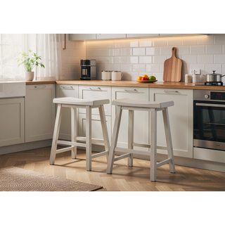 Sunvega Ergonomic Backless Counter Height Stool Set of 2 with Flared Legs
