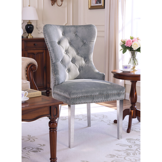 Sunvega Traditional Style Stainless Steel Chair with Plush Velvet Upholstery
