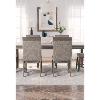 Sunvega Transitional Two Tone Padded Side Chair in Gray and Stone Gray Finish