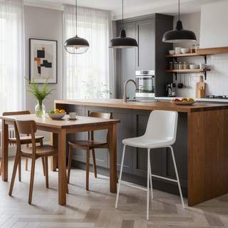 Sunvega Modern White Leather-Look Bar Height Chair for Standing Desks