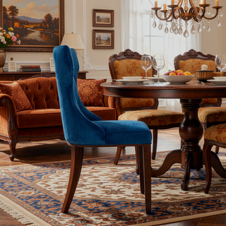 Sunvega Set of 2 Gray Traditional Dining Chairs with Luxurious Velvet Upholstery
