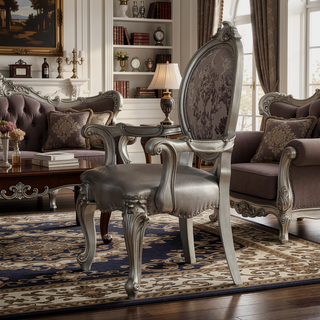 Sunvega Silver and Antique Platinum Arm Chair with Nailhead Trim Set of 2