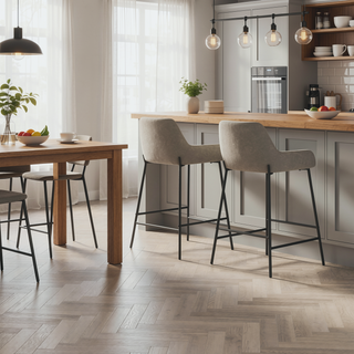 Sunvega Industrial Black Metal and Grey Faux Leather Counter Stool Set of 2
