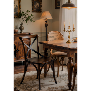 Sunvega Kaelyn Dark Oak Finish Rectangular Dining Table with Trestle Base
