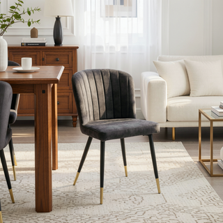 Sunvega Modern Casual Beige Textured Fabric Upholstered Side Chairs 2pc Set