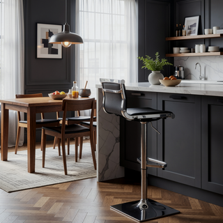 Sunvega Contemporary Adjustable Swivel Bar Stool in White Faux Leather