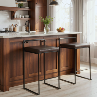 Sunvega Contemporary Stackable Counter Stool with Upholstered Padded Seat and Welded Frame