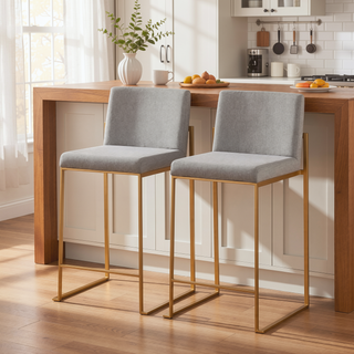 Sunvega Fuji Contemporary High Back Counter Stool with Padded Seat in Grey