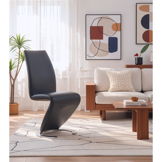 Sunvega Z-Shape Dining Chair with Padded Seating and PU Finish Kit of 2