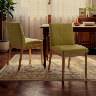 Sunvega Contemporary Upholstered Dining Chairs with Rubberwood Legs Set of 2