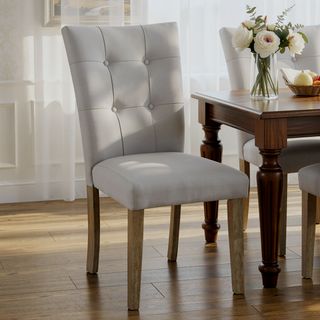 Sunvega Gray Synthetic Leather and Oak Finish Side Chairs with Upholstered Back and Seat