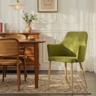 Sunvega Green Fabric Dining Chairs with Iron Frame and Wood Finish for Dining Room