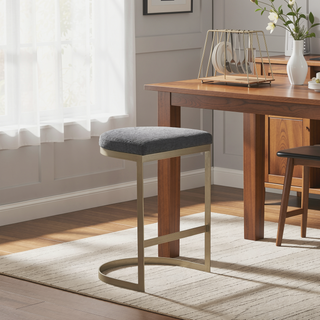 Sunvega Antique Gold Metal Base Upholstered Counter Stool No Back