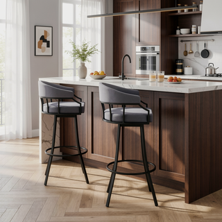 Sunvega 26 Inch Swivel Bar Stool with Faux Leather Upholstery and Metal Base