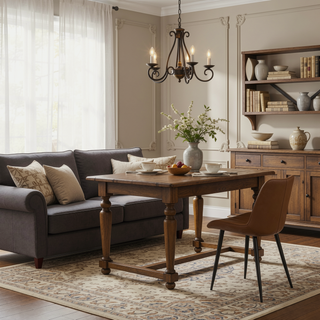 Sunvega Brown PU Leather Dining Chairs with Metal Legs and Wave Pattern Upholstery