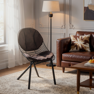 Sunvega Black Metal Frame Wired Contemporary Chair with Fabric Cushions Set of 2