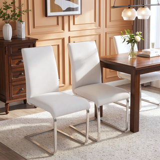 Sunvega Contemporary Faux Leather Upholstered Dining Chair with Sturdy Metal Base Set of 2