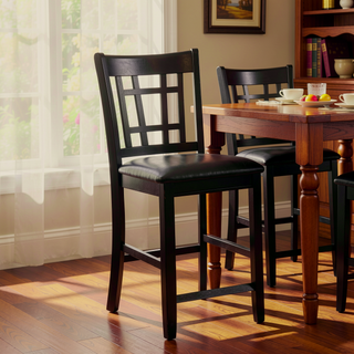 Sunvega Lattice Back Counter Height Stools with Padded Seat and Footrest Set of 2