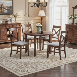 Sunvega Modern X-Back Dining Chairs with Padded Seat Cushion and Brown Finish