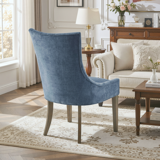 Sunvega Set of 2 Stylish Chenille Upholstered Dining Chairs with Ample Seat