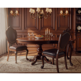 Sunvega Set of 2 Formal Side Chairs with Faux Leather Upholstered Seat and Nailheads Trim