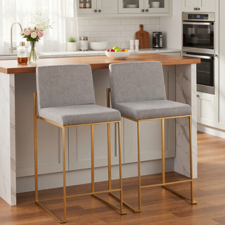 Sunvega Fuji Contemporary High Back Counter Stool with Padded Seat in Grey