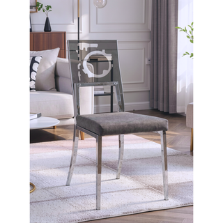 Sunvega Contemporary Minimalist Design 2pc Side Chair with Metal Frame and Acrylic Back