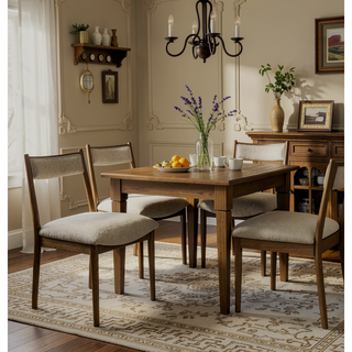 Sunvega Modern Latte Finish Polyester Upholstered Cresent Chair Set of 2