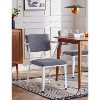 Sunvega Tall Backrest Dining Chair with Padded Gray Fabric Seat Set of 2