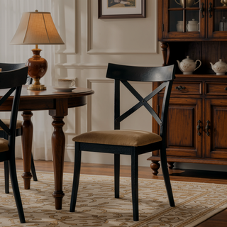 Sunvega Brown and Black Side Chairs with Padded Backrest and Seat for Dining
