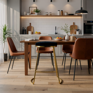 Sunvega Mid-Century Modern Velvet Upholstered Stool Seats One Comfortably