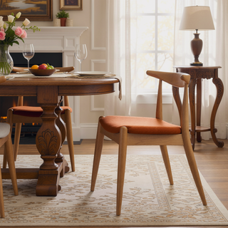 Sunvega Set of 2 Rubberwood Dining Chairs with Ergonomic Backrest and Plush Comfort Cushions