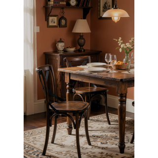 Sunvega Kaelyn Dark Oak Finish Rectangular Dining Table with Trestle Base