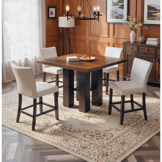 Sunvega White PU Upholstered Counter Height Chair with Chrome Nailhead Trim