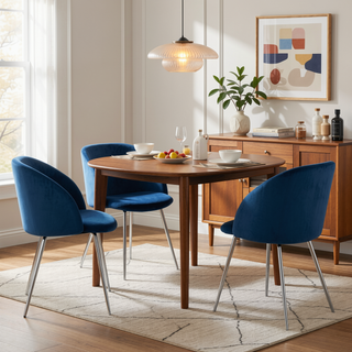 Sunvega Contemporary Velvet Upholstered Dining Chairs with Metal Legs Set of 2