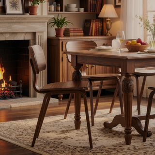 Sunvega Modern Walnut Dining Side Chairs with Tapered Legs Set of 2