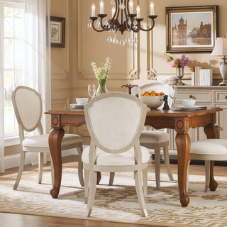 Sunvega Modern Light Oak Finish Wooden Side Chairs with Chenille Upholstery Set of 2