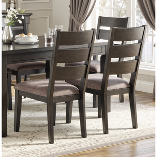 Sunvega Transitional Wood Frame Side Chairs 2pc Set with Gray Polyester Upholstery