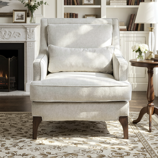 Sunvega Upholstered Arm Chair with Welting and Removable Cushions on Solid Wood Legs
