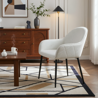 Sunvega Gresham Charcoal Upholstered Dining Arm Chair with Diamond Pattern
