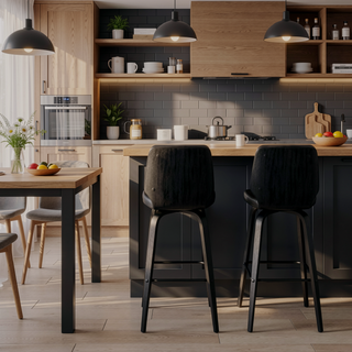 Sunvega 30 Inch Swivel Gray Faux Leather and Black Wood Bar Stool