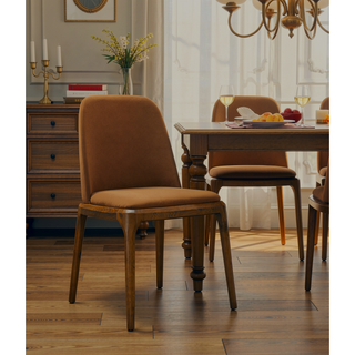 Sunvega Modern Tan Faux Leather Upholstered Dining Chair for Home Office