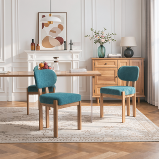 Sunvega Modern Upholstered Wooden Dining Chairs Set of 2 for Small Spaces