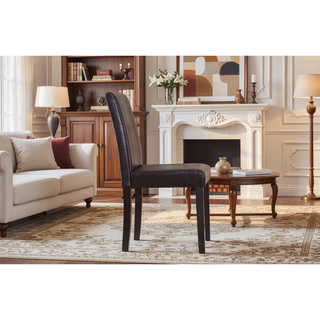 Sunvega Urban Style Leatherette Padded Parson Chair with Solid Wood Legs, Set of 2