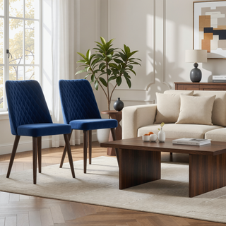 Sunvega Mid-Century Modern Velvet Dining Chair Set of 2 with Solid Wood Frame