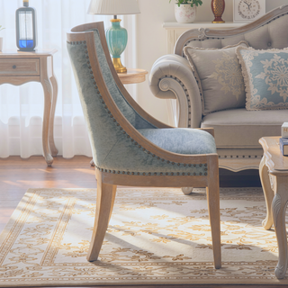 Sunvega Transitional Upholstered Dining Chair with Exposed Wood Frame and Nailhead Trim